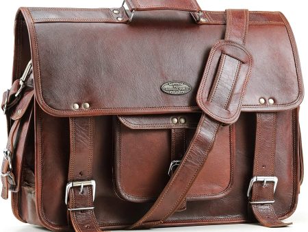 Leather Laptop Messenger Bag for Men Women  Executive Elegance  Fits 18 Inch Computer Satchel Briefcase for Work Office (Brown, 18 Inches) For Cheap